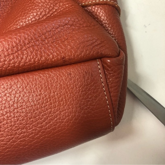 GUIA'S Purse Cognac Pebbled Leather Silver Buckle Italian Messenger Bag Vintage - Picture 9 of 14